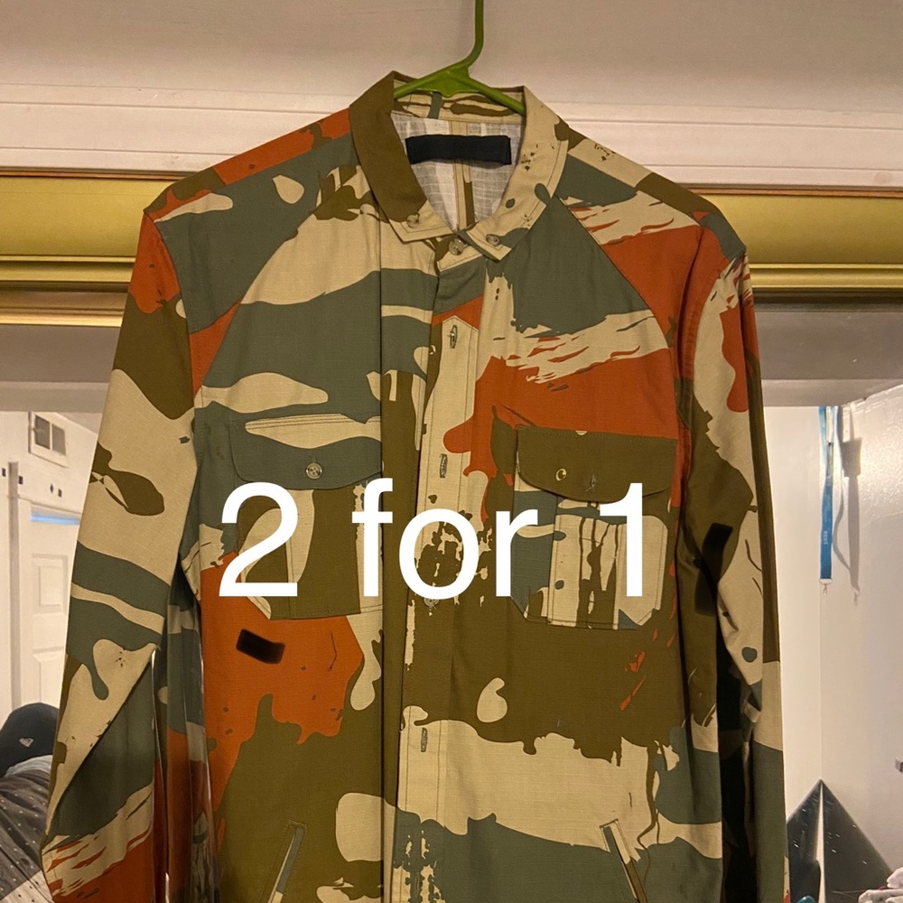 2 for 1 Black Scale Button Up LS Shirts